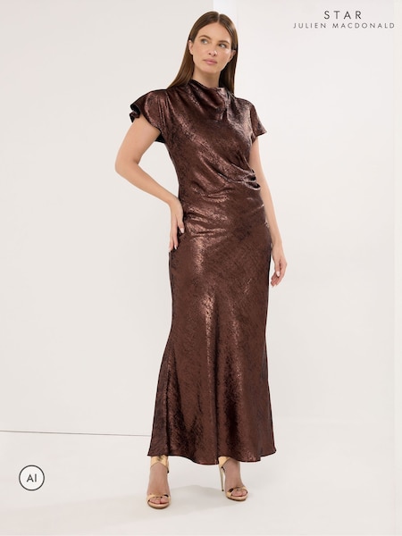 Brown - Star By Julien Macdonald Metallic Draped Dress