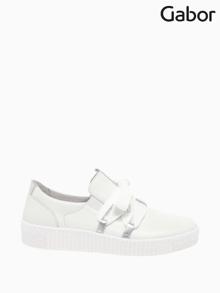 Gabor Wide Fit Waltz White Leather Trainers (980794) | £95