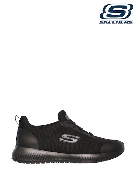 Skechers Black Wide Fit Skechers Womens Standard Fit Squad Slip Resistant Work Trainers (980892) | £62