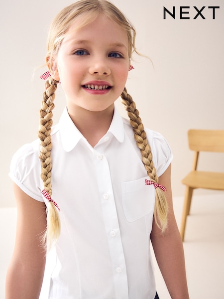 White Regular Fit Puff Sleeve Lace Trim School Blouse (3-14yrs) (981321) | £5 - £10