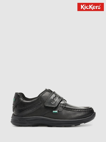 Kickers Black Junior Reasan Strap Leather Shoes (981623) | £55