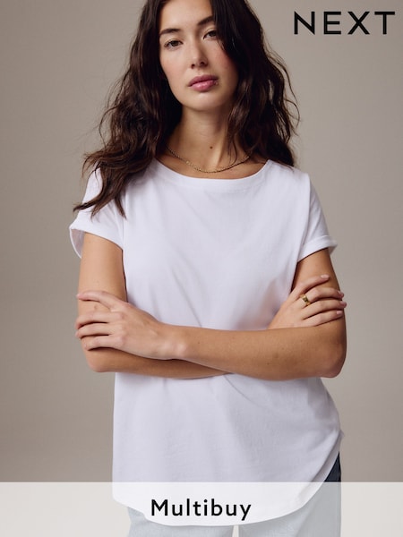 White Cap Sleeve T-Shirt Top (981678) | £7.50