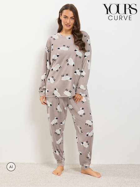 Nude - Yours Curve Fleece Pyjama Set