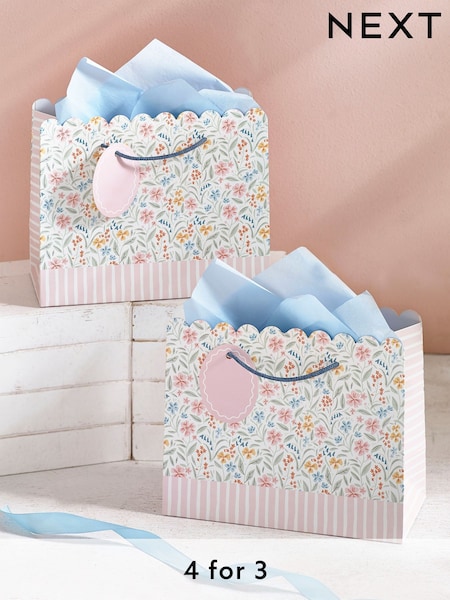 Set of 2 Pink Ditsy Floral Small Gift Bags (982138) | £3.50
