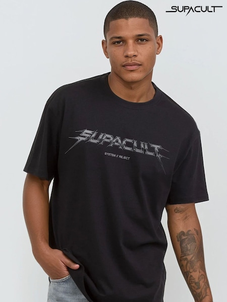 Black - Regular Supacult System Reject Logo T-shirt