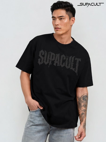 Black - Regular Supacult Distressed Logo T-shirt
