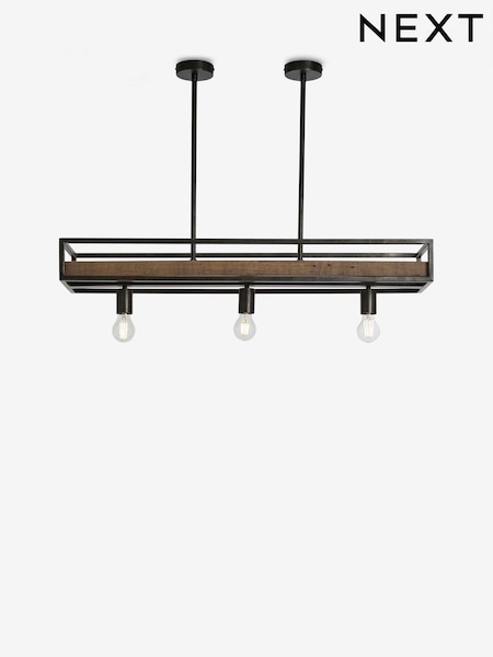 Brown Bronx Shelf Linear 3 Light Pendant Ceiling Light (983497) | £160