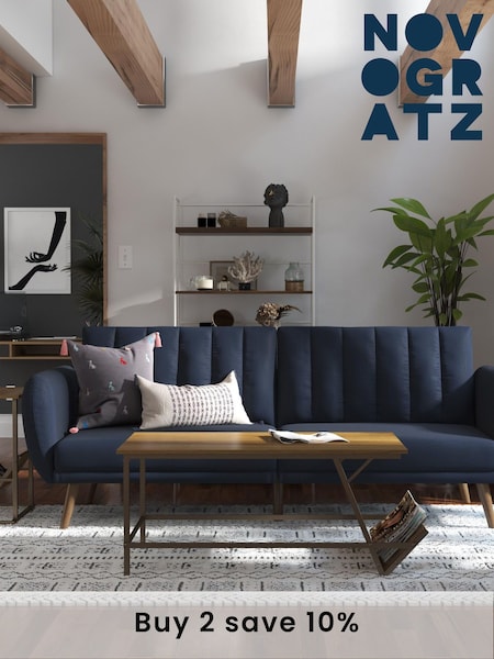 Novogratz Blue Brittany Linen Sofa Bed (983559) | £420
