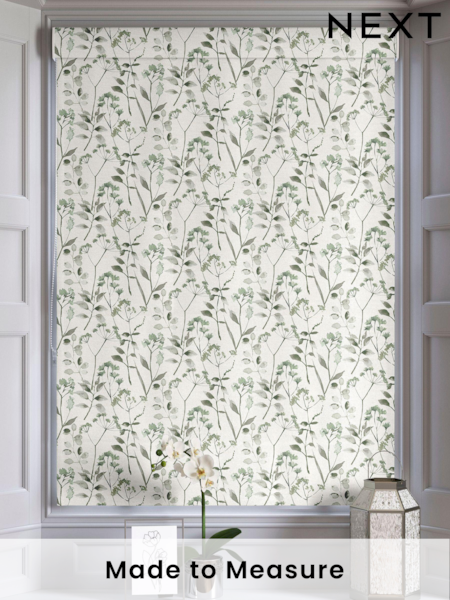 Sage Green Isla Floral Made To Measure 100% Cotton Roman Blinds (983752) | £52
