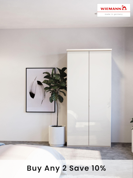 Wiemann Peyton Rustic Oak / White Glass Semi Fitted Double Wardrobe (984097) | £675