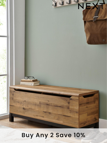 Dark Bronx Oak Effect Hallway Storage Bench (984335) | £225