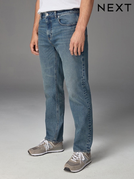 Blue Vintage Straight Fit Vintage Wash Denim Jeans (984369) | £30