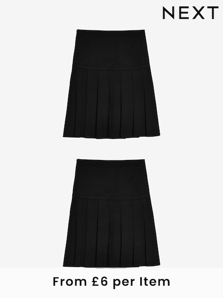 Black Slim Waist Pleated School Skirts 2 Pack (3-16yrs) (984441) | £12 - £22