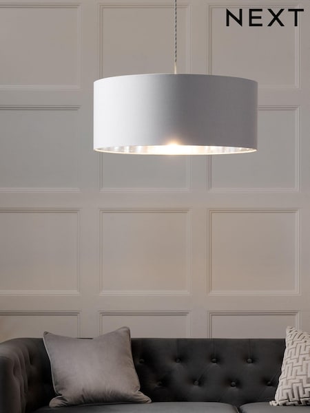 Silver Rico Easy Fit Shade Drum Ceiling Light (984544) | £40