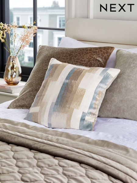 Natural Cut Velvet Retro Etch 43 x 43cm Cushion (984566) | £22