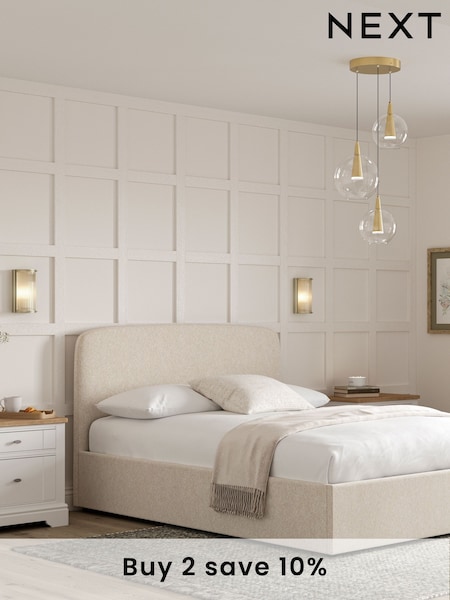 Natural Oyster Casual Boucle Matson Upholstered Ottoman Storage Bed Frame (985899) | £625 - £725