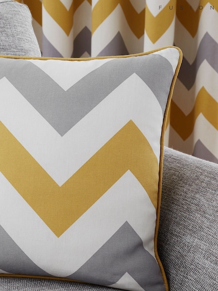 Fusion Yellow 100% Cotton Chevron Cushion (986057) | £16
