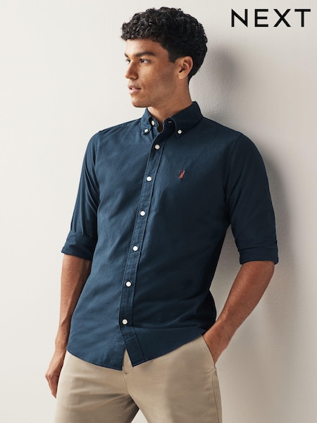 Navy Blue Slim Fit Long Sleeve Oxford Shirt (986923) | £26