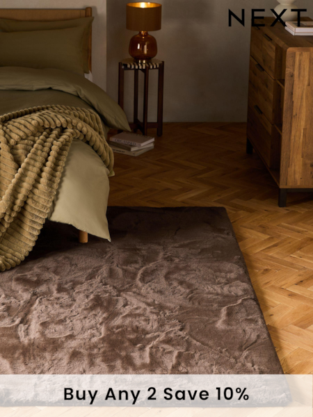 Chocolate Brown Plush Faux Fur Rug (987577) | £30 - £160