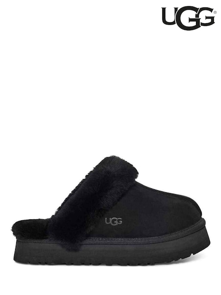 UGG Black Disquette Flatform Slippers (988288) | £95