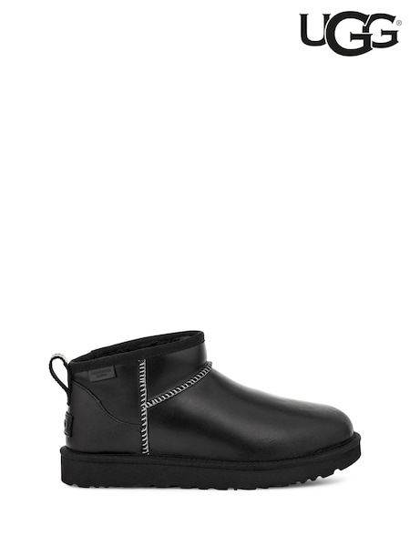 UGG Black Classic Ultra Mini Leather Boots (988860) | £165