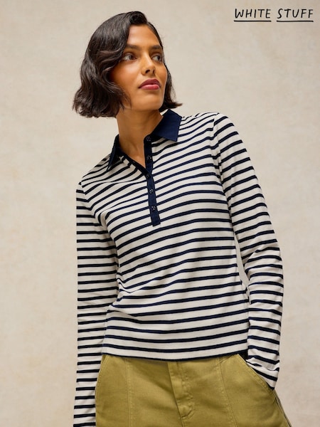 Blue - White Stuff Ember Rib Polo Shirt