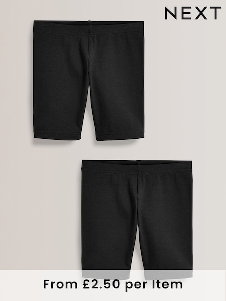 Black Regular Length 2 Pack Cotton Rich Stretch Cycle Shorts (3-16yrs) (990649) | £5 - £10