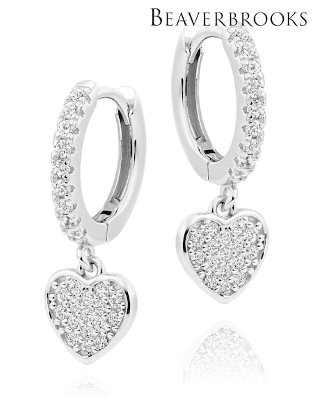 Beaverbrooks Cubic Zirconia Heart Charm Hoop Earrings (990854) | £49
