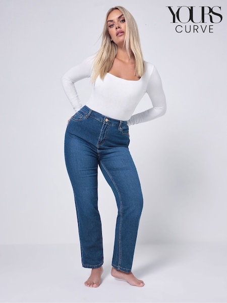 Blue - Yours Curve Ruby Straight Leg Jeans