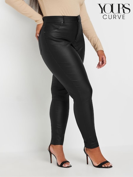 Black - Yours Curve Ava Coated Skinny Stretch Jeans