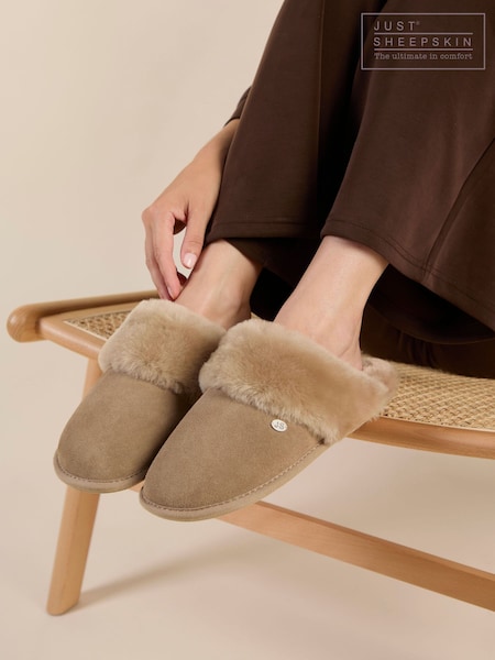 Natural - Just Sheepskin Ladies Duchess Sheepskin Slipper