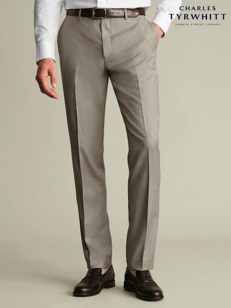 Natural - Regular Charles Tyrwhitt Slim Fit Natural Stretch Twill Suit Trousers