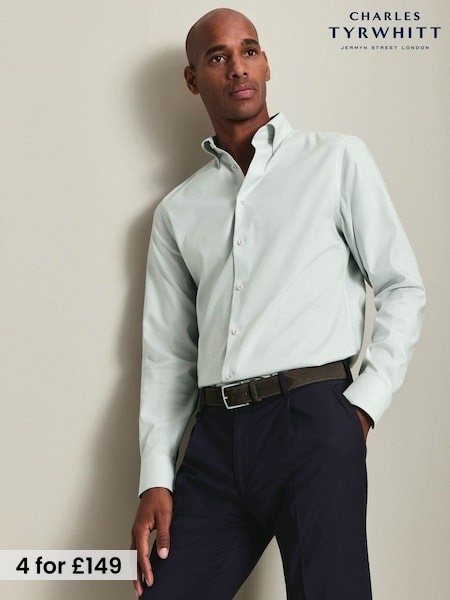 Green - Regular Charles Tyrwhitt Non Iron Pinpoint Oxford Shirt