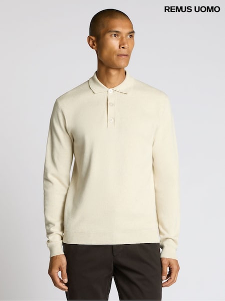 Cream - Regular Remus Uomo Long Sleeve Knited Polo Shirt