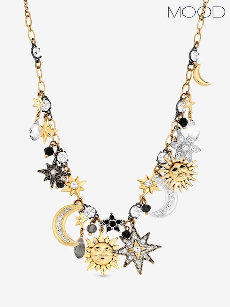 Gold - Mood Two Tone Celestial Charm Necklace
