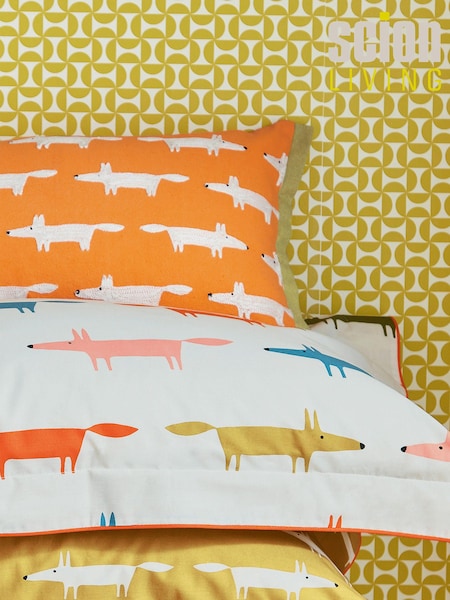 Scion Orange Little Mr Fox Birthday 100% Cotton Cushion (996270) | £40