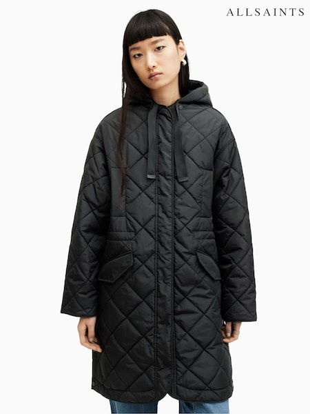 AllSaints Black Rina Liner Coat (996505) | £299