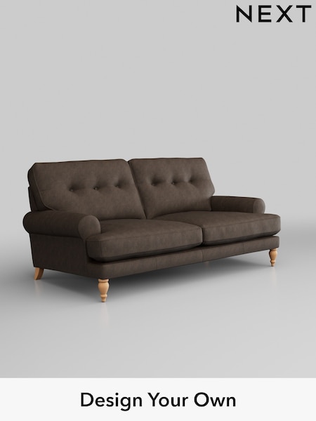 Antiqued Leather/Dark Brown Erin Buttoned Back Leather Deep Sit (996641) | £2,099