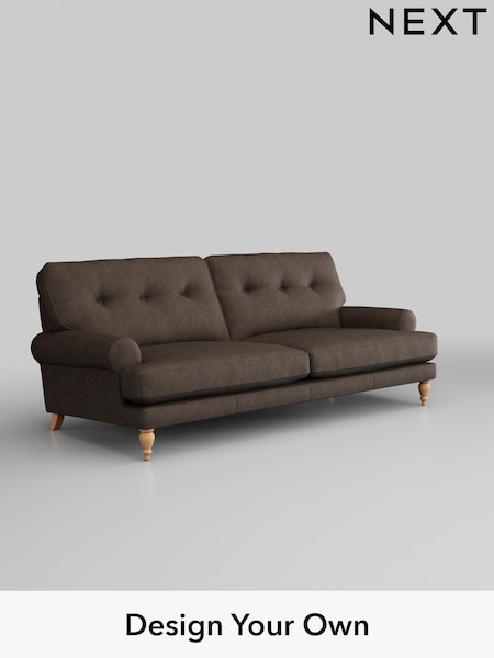 Antiqued Leather/Dark Brown Erin Buttoned Back Leather Deep Sit (996641) | £2,199