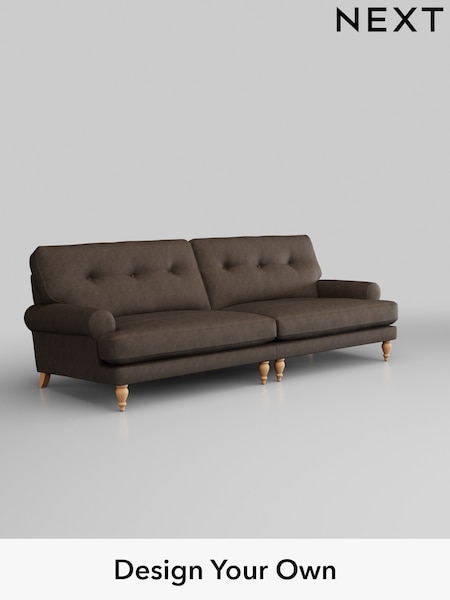 Antiqued Leather/Dark Brown Erin Buttoned Back Leather Deep Sit (996641) | £2,299