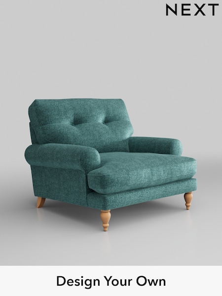 Plush Chenille/Dark Teal Green Erin Buttoned Back Deep Relaxed Sit (996876) | £925
