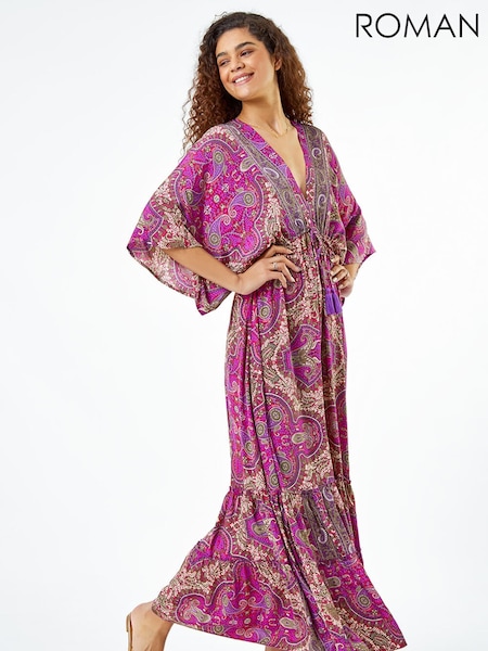 Roman Pink Paisley Print Boho Maxi Dress (998474) | £45