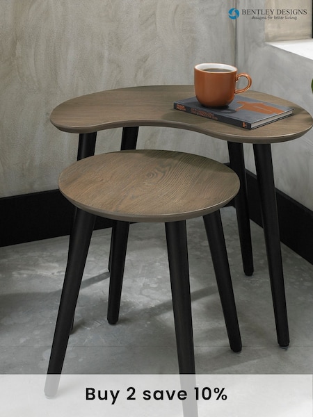 Bentley Designs Natural Vintage Weathered Oak Nest of Lamp Tables (999790) | £160