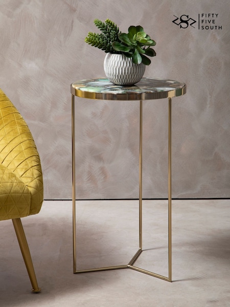 Fifty Five South Gold Vita Round Side Table (A00468) | £320