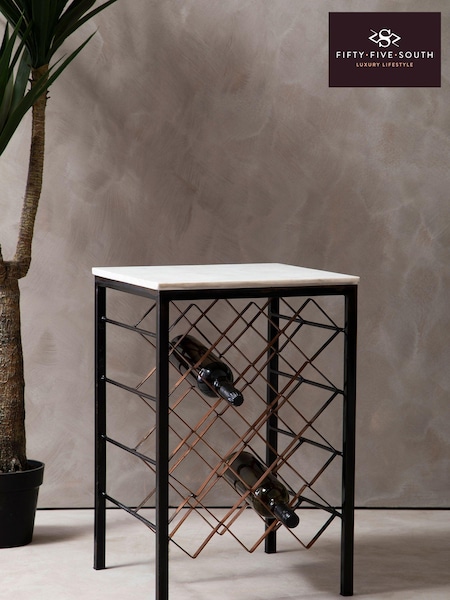 Fifty Five South White Templar Wine Rack Table With Marble Top (A00543) | £220