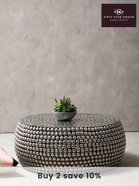 Fifty Five South Silver Templar Beaded Iron Coffee Table (A00635) | £570