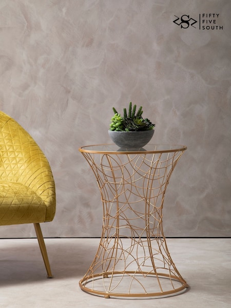 Fifty Five South Rose Gold Lexa Glass Side Table (A00997) | £155