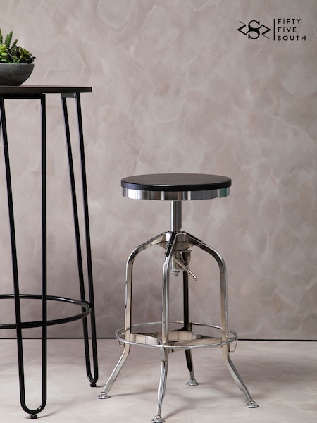 Fifty Five South Black Gator Metal Height Adjustable Bar Stool (A01108) | £300