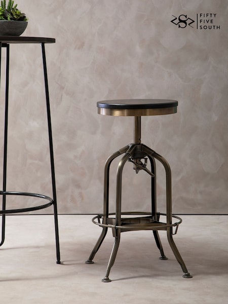 Fifty Five South Black Gator Metal Height Adjustable Bar Stool (A01191) | £300