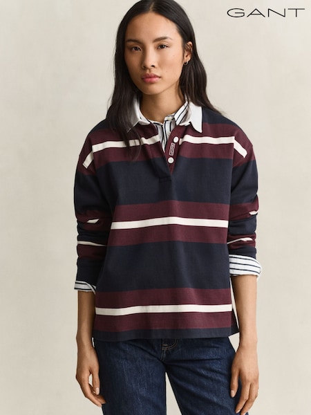 Blue - Gant Heavyweight Stripe Rugby Shirt